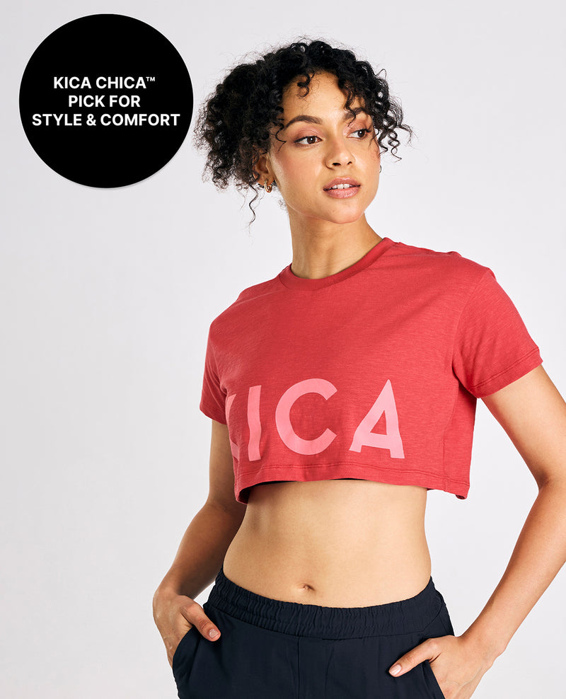 Kica Relaxed Fit Cotton Crop Top Red