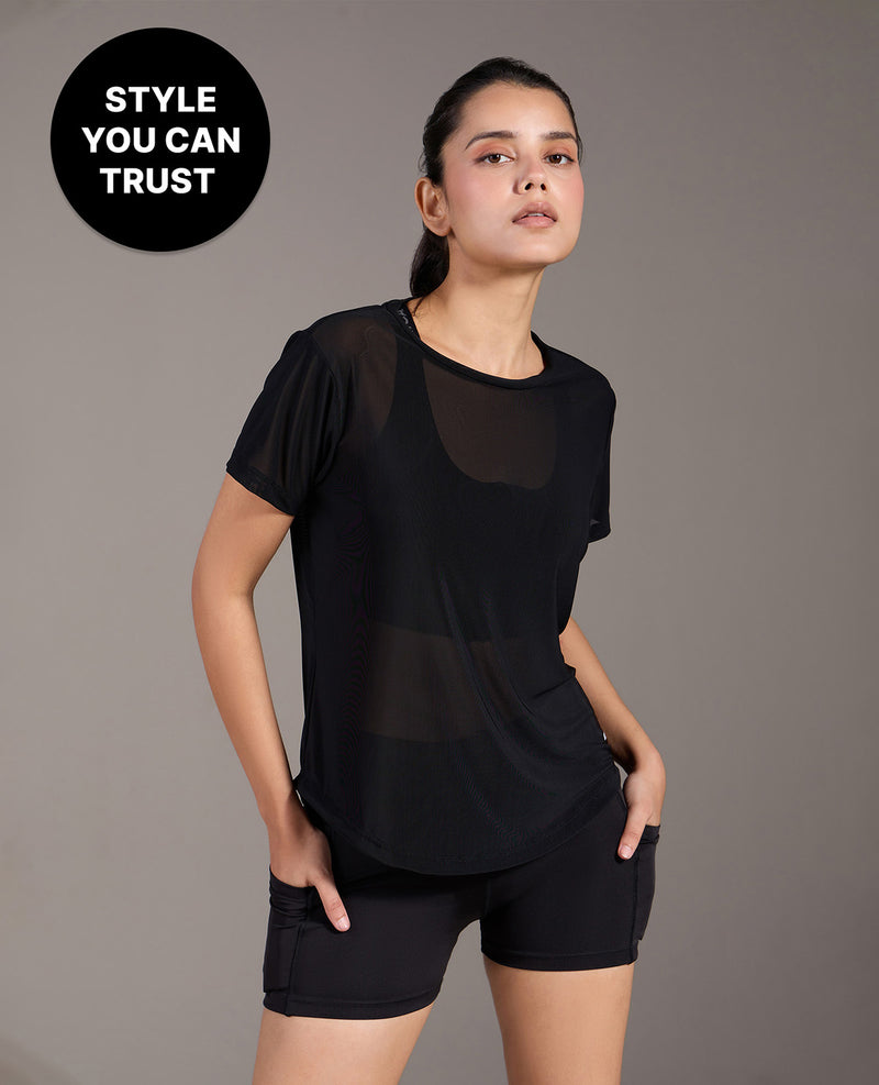 Women's Quick Dry Mesh Training Top Black