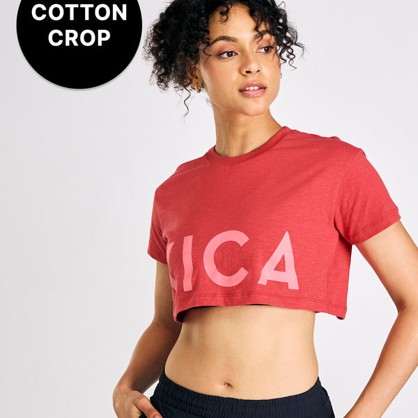 Kica Relaxed Fit Cotton Crop Top Red