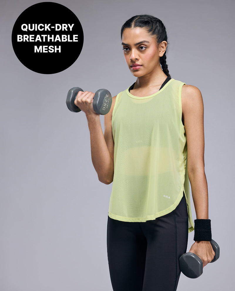 Quick Dry Sporty Mesh Tank Top - KIC001 Neon Yellow