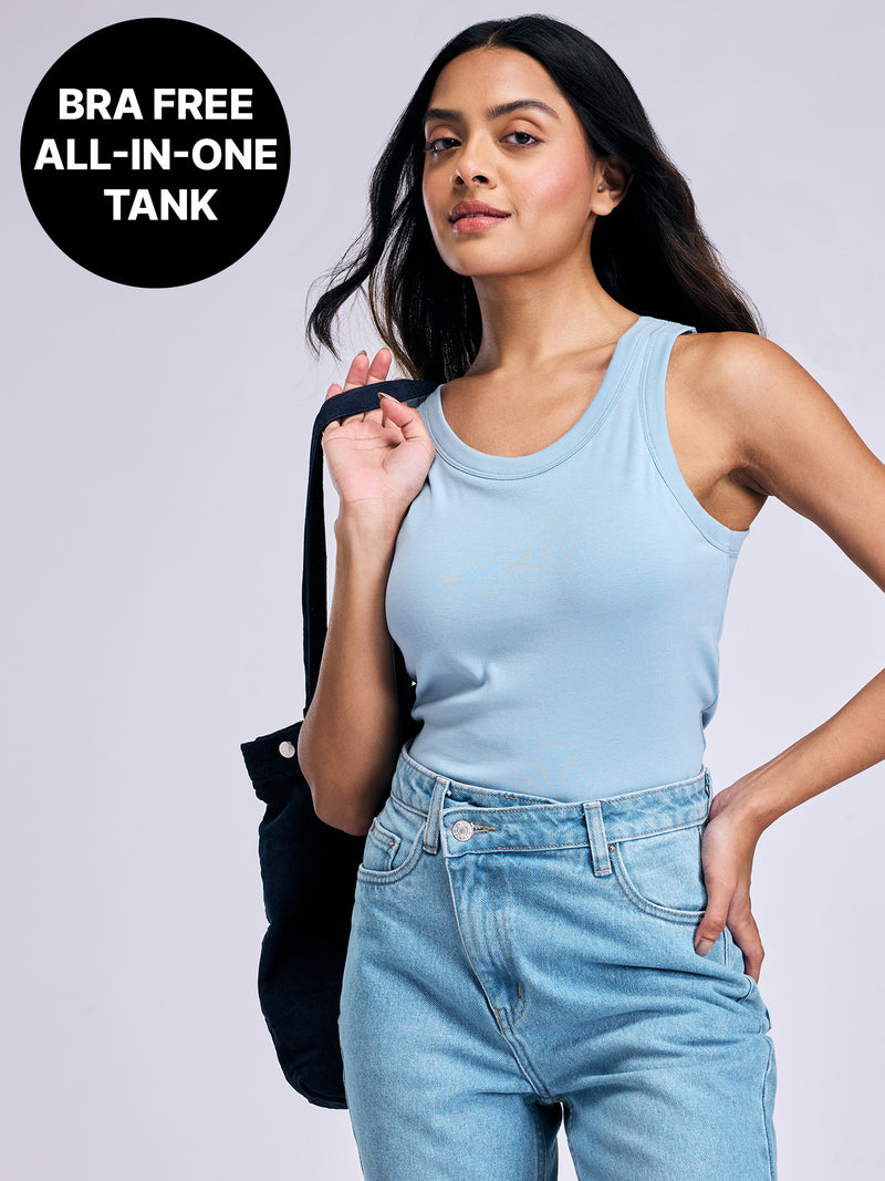 Kica Bra-Less Support Tank KIC004 Blue