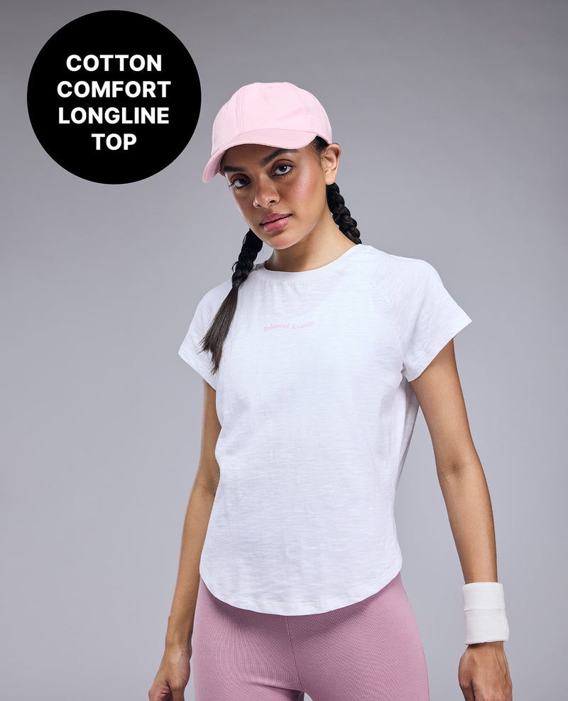 Cotton Longline Top With Adjustable Tie-Back- KIC005 White