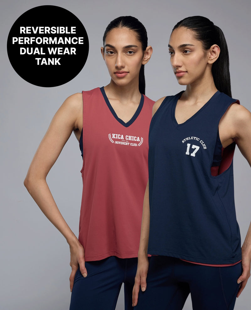 Kica Reversible 2 Color Active Tank Top KIC010 Navy Blue