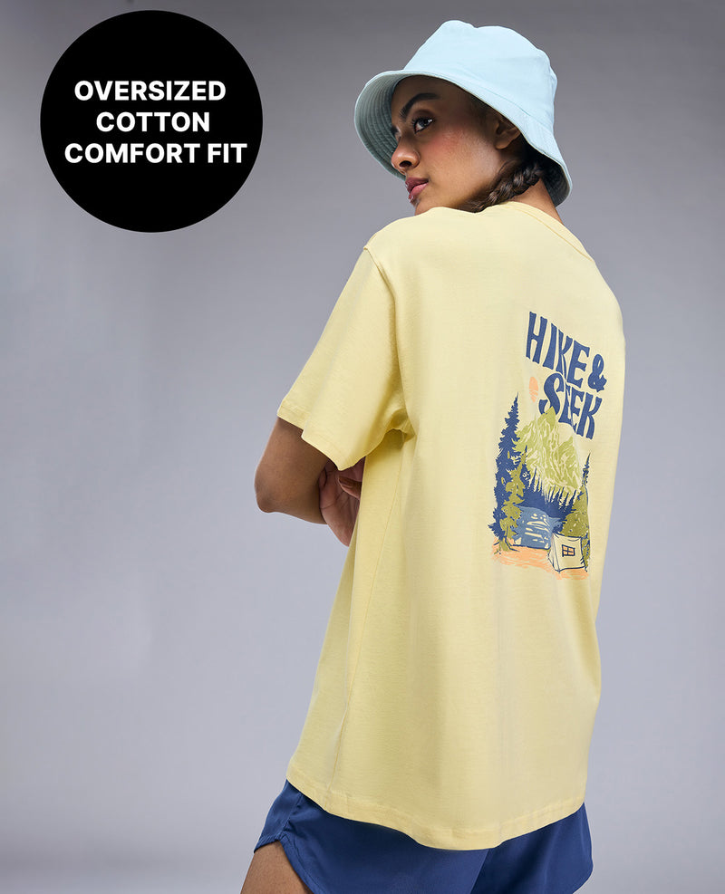 Cotton Oversized Printed Graphic T Shirt -KIC012 Yellow