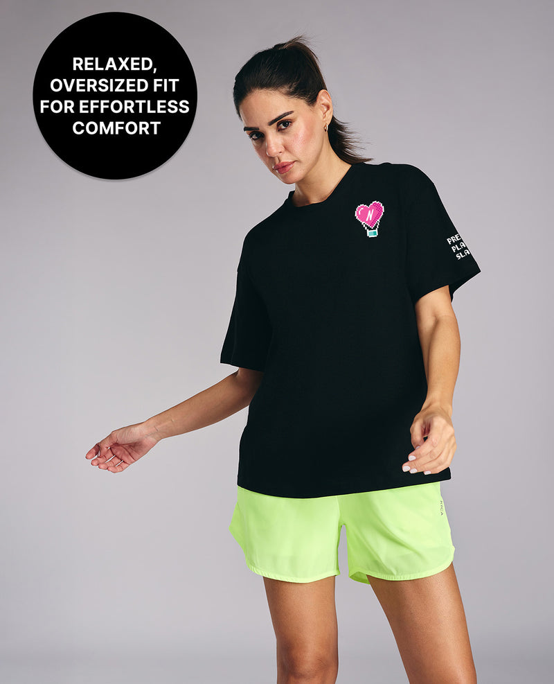 Kica Cotton Oversized Printed Graphic Tshirt -KIC019 NL BLACK