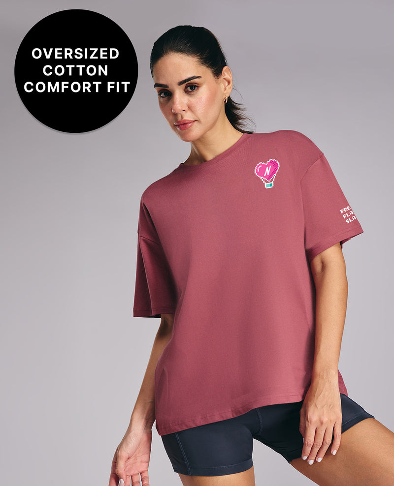 Kica Cotton Oversized Printed Graphic Tshirt -KIC019 NL PINK