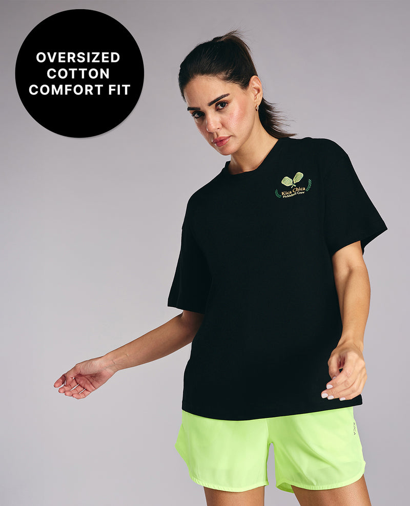 Kica Cotton Oversized Printed Graphic Tshirt -KIC020 Black Pickle