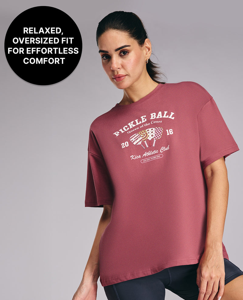 Kica Cotton Oversized Printed Graphic Tshirt -KIC020 Pink Pickle