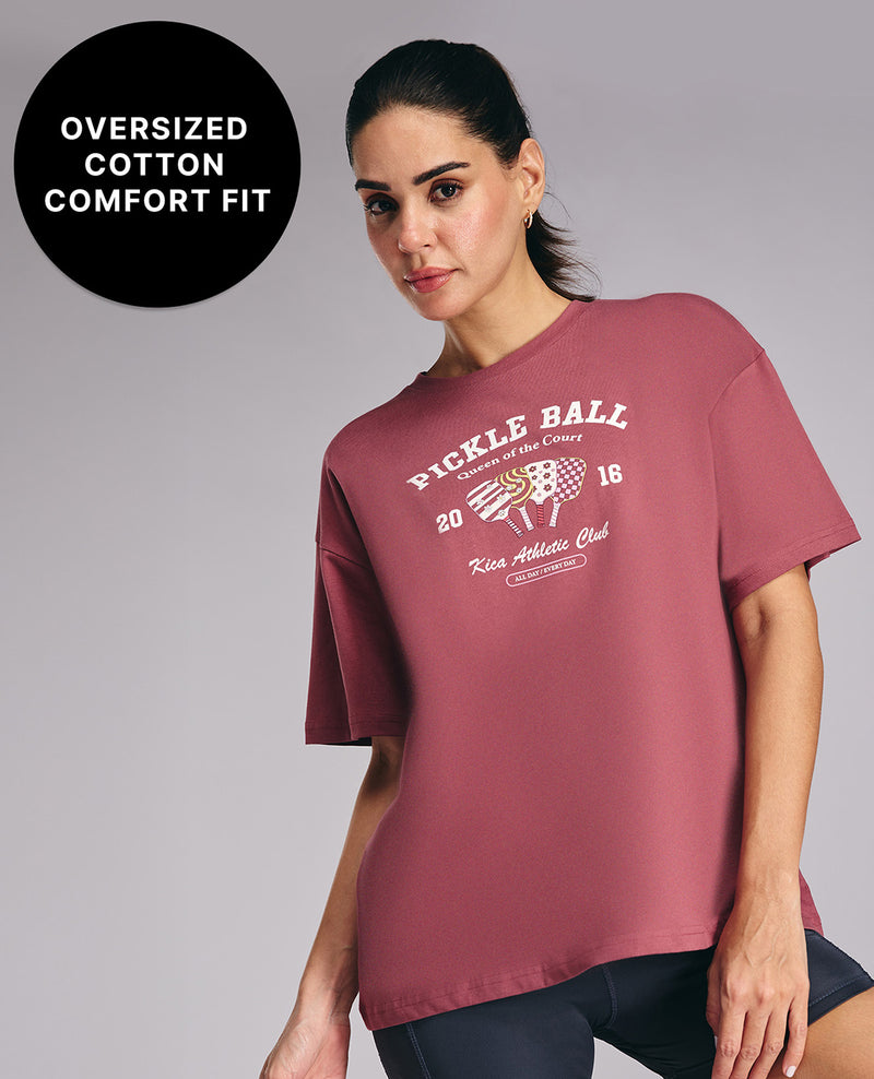 Kica Cotton Oversized Printed Graphic Tshirt -KIC020 Pink Pickle