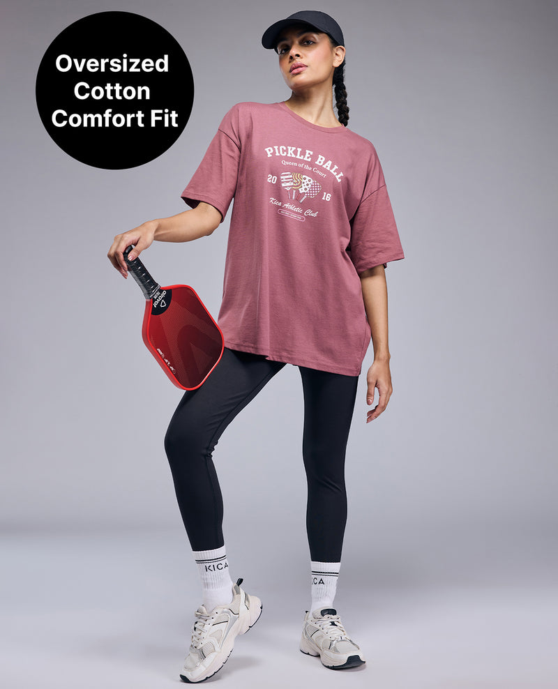 Cotton Oversized Printed Graphic Tshirt - KIC020 Pink