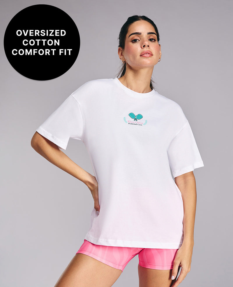 Kica Cotton Oversized Printed Graphic Tshirt - KIC020 White Pickle