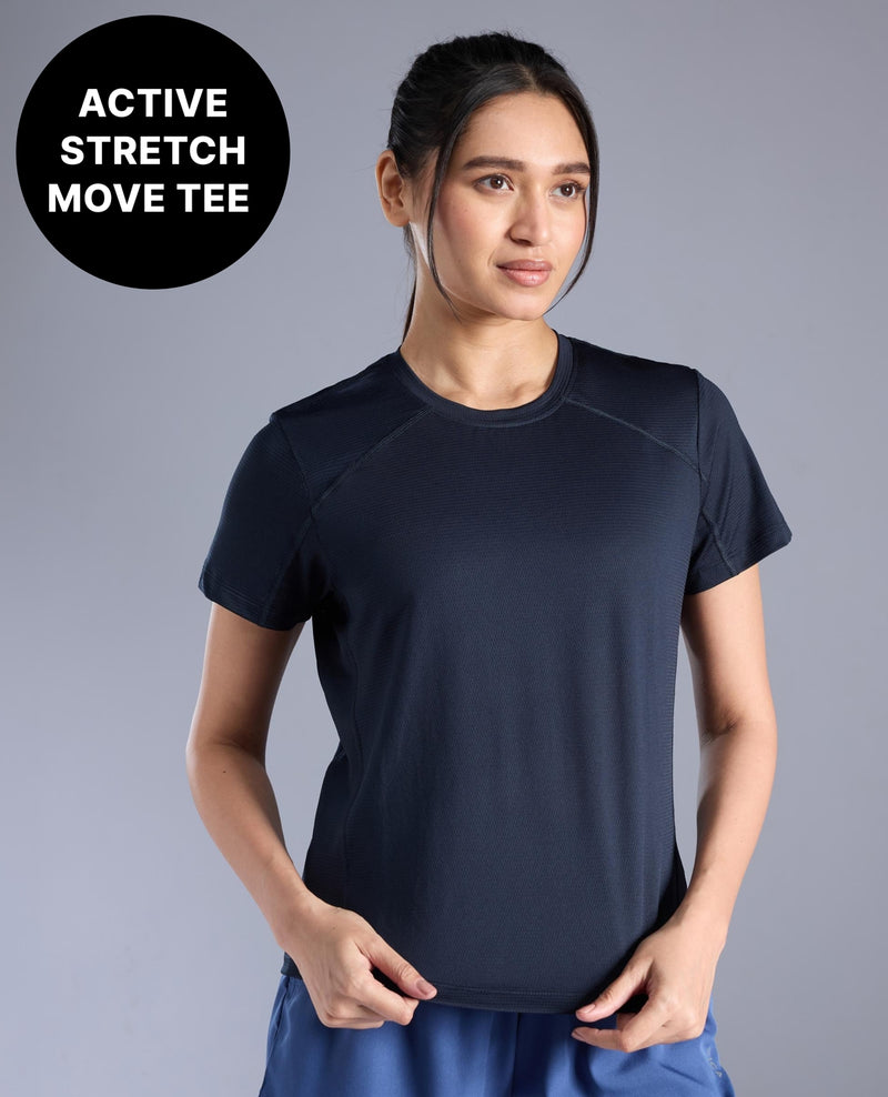Kica Cool Tech Gym Tee With Soft Stretch,Quick-Dry & Breathable Mesh KIC025 Navy Blue