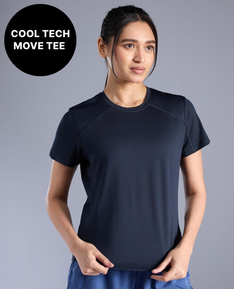 Kica Cool Tech Gym Tee With Soft Stretch,Quick-Dry & Breathable Mesh KIC025 Navy Blue