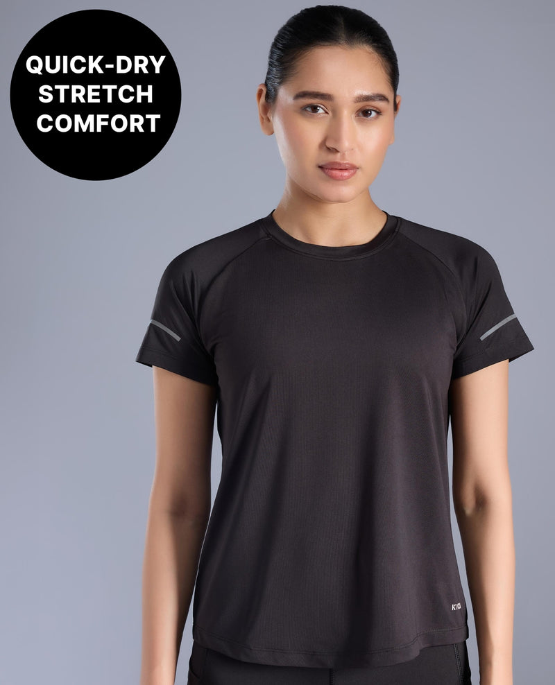 Kica Quick Dry Tee with Soft Stretch & Reflective Detail KIC026 Black
