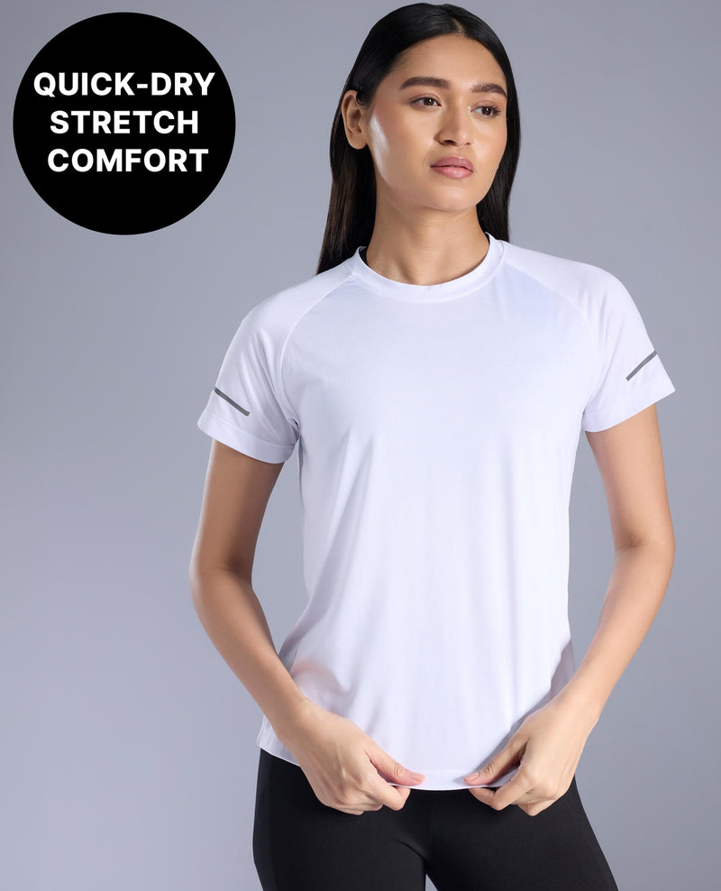 Kica Quick Dry Tee with Soft Stretch & Reflective Detail KIC026 White