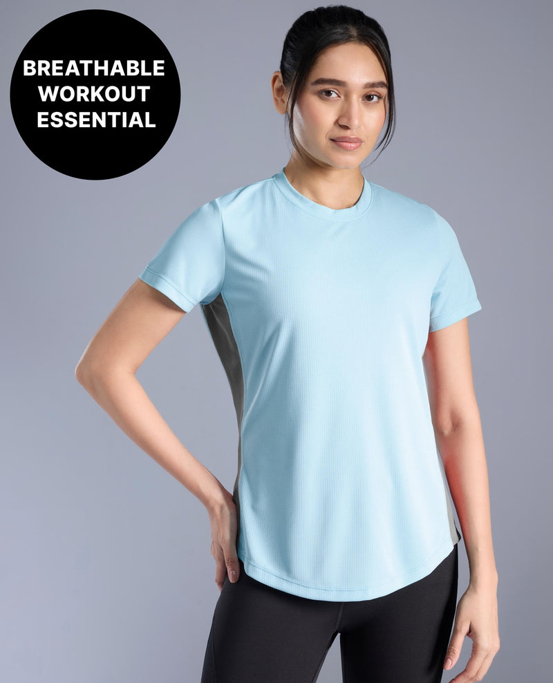 Kica Lightweight Quick Dry Power Move Colorblock Performance Tee KIC029 Blue