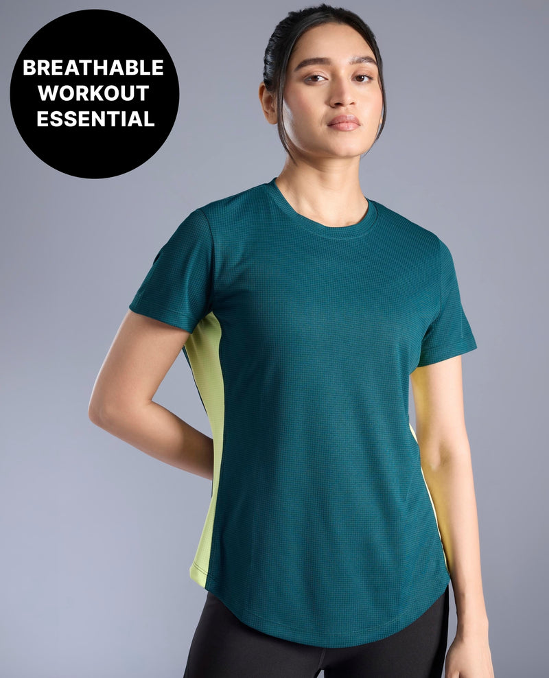 Kica Lightweight Quick Dry Power Move Colorblock Performance Tee KIC029 Green