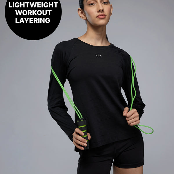 Kica Regular Fit Basic Full Sleeve T-Shirt KIC030 Black