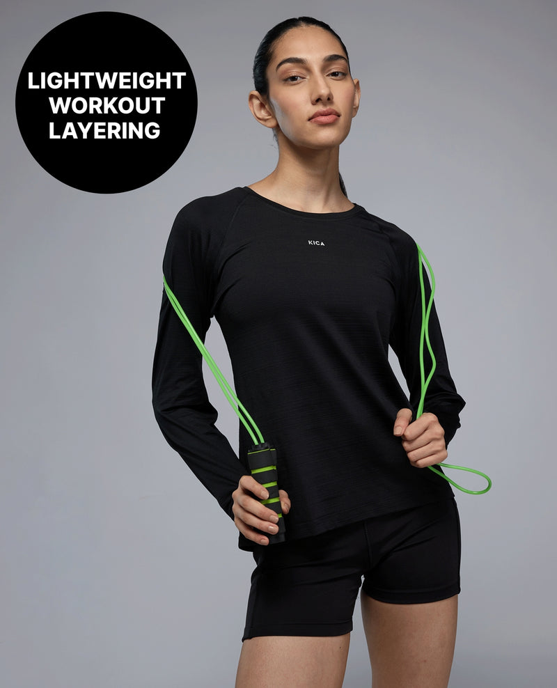 Kica Regular Fit Basic Full Sleeve T-Shirt KIC030 Black