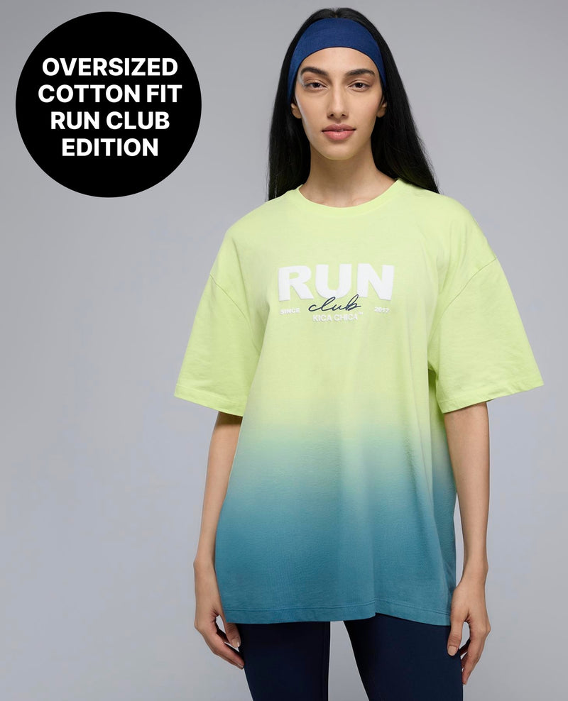 100% Cotton Oversized Ombre Graphic T-Shirt KIC032 Neon Yellow