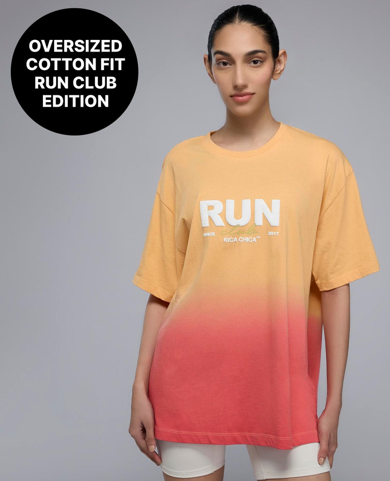 100% Cotton Oversized Ombre Graphic T-Shirt KIC032 Orange