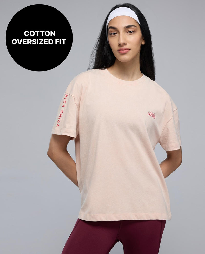 100% Cotton Oversized Distressed Graphic T-Shirt KIC033 Beige