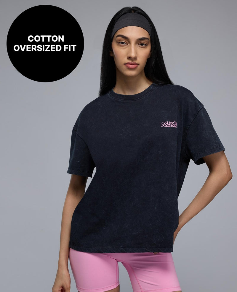 100% Cotton Oversized Distressed Graphic T-Shirt KIC033 Black