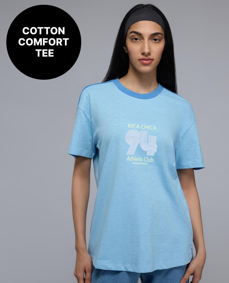 100% Cotton Colorblock Graphic T-Shirt with Curved Hem KIC035 Green