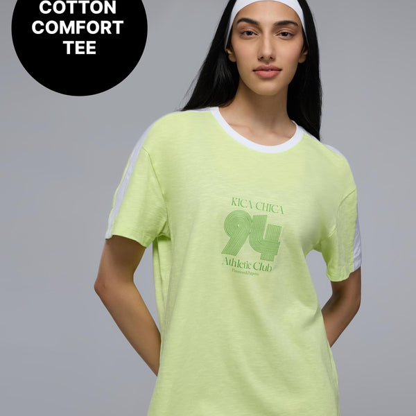 100% Cotton Colorblock Graphic T-Shirt with Curved Hem KIC035 Neon