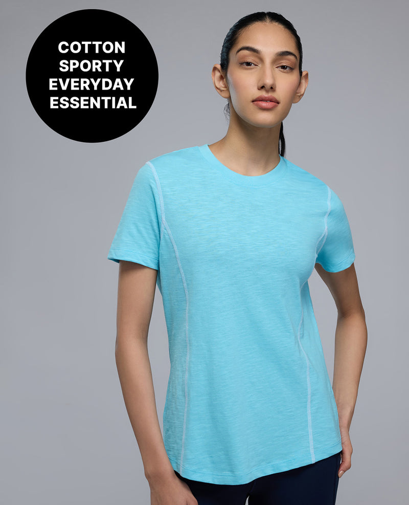 100% Cotton Textured T-Shirt with Sporty Contrast Stitching KIC040 Green