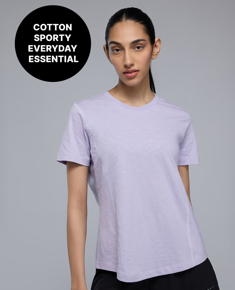 100% Cotton Textured T-Shirt with Sporty Contrast Stitching KIC040 Purple