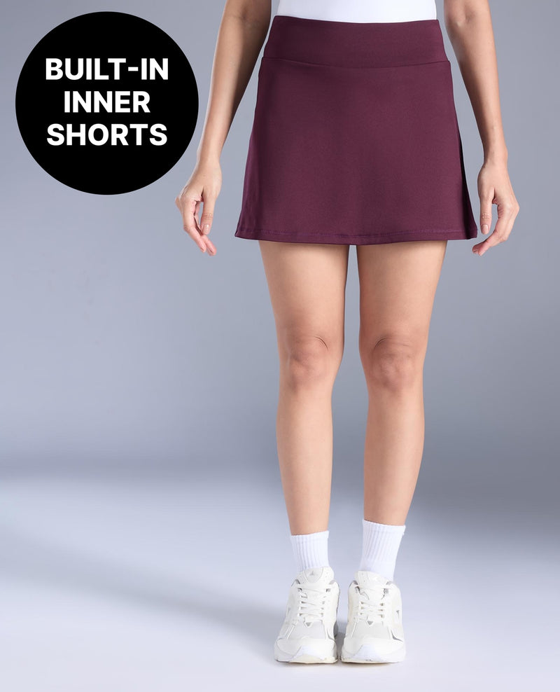 Performance Skort with Built-In Shorts KIC414 Burgundy
