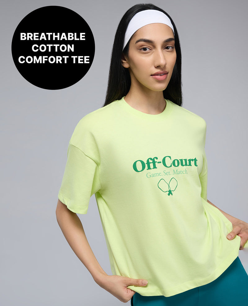 100% Cotton Cropped Jersey Top in Relaxed Fit KIC041 Neon