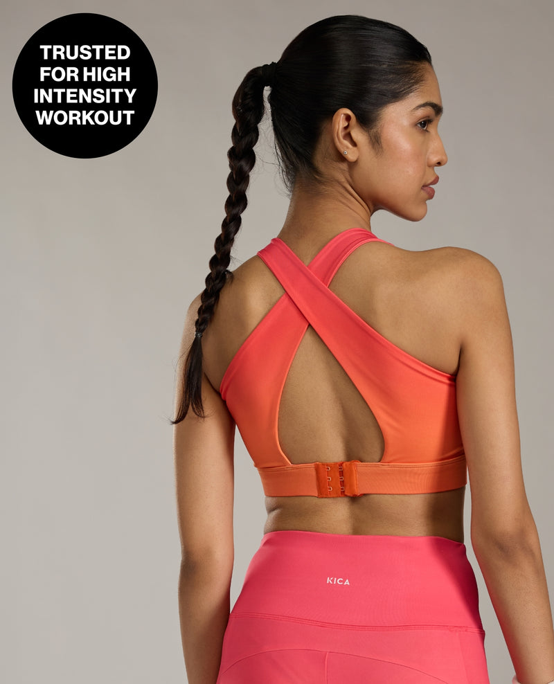 Crostini™ Full Coverage Sports Bra-KIC101 Orange Printed