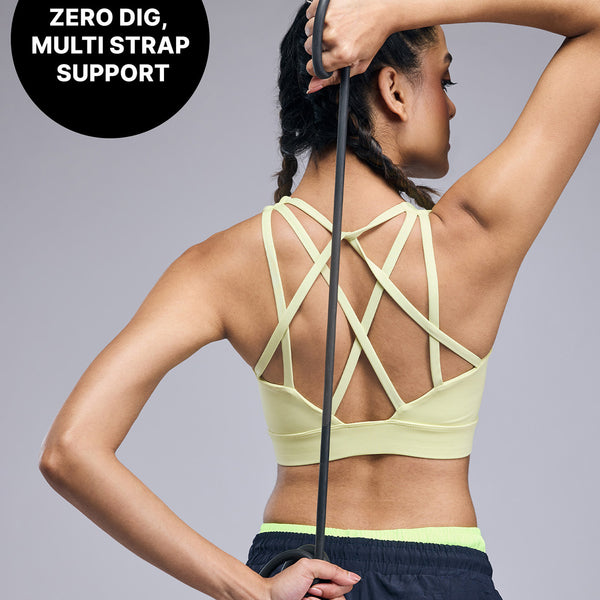 Mid-Impact Strappy Sports Bra - KIC102 Neon Yellow