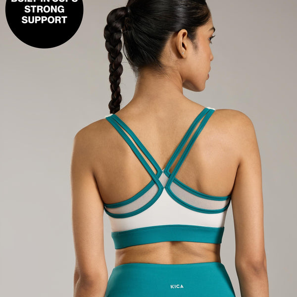 Crossover Strappy Mesh Mid Impact Sports Bra KIC110 White