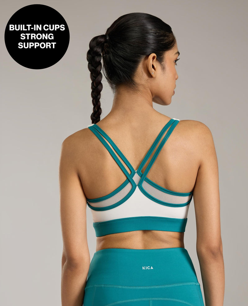 Crossover Strappy Mesh Mid Impact Sports Bra KIC110 White