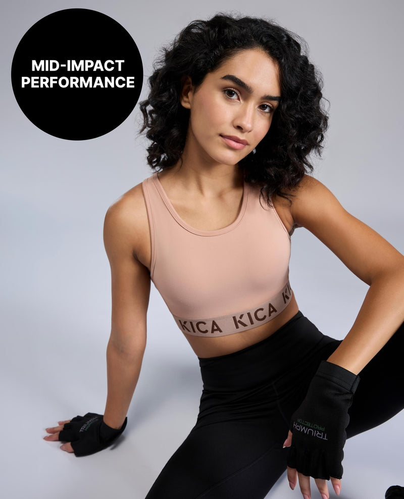 Mid-Impact Racerback Sports Bra KIC116 Nude