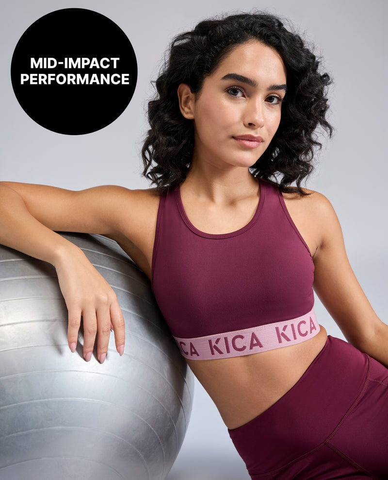Mid-Impact Racerback Sports Bra KIC116 Wine