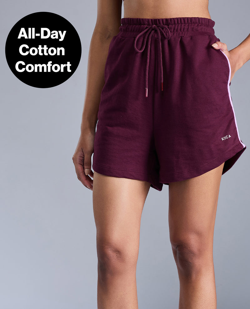 Kica Cotton Terry Comfort Shorts KIC405 Wine