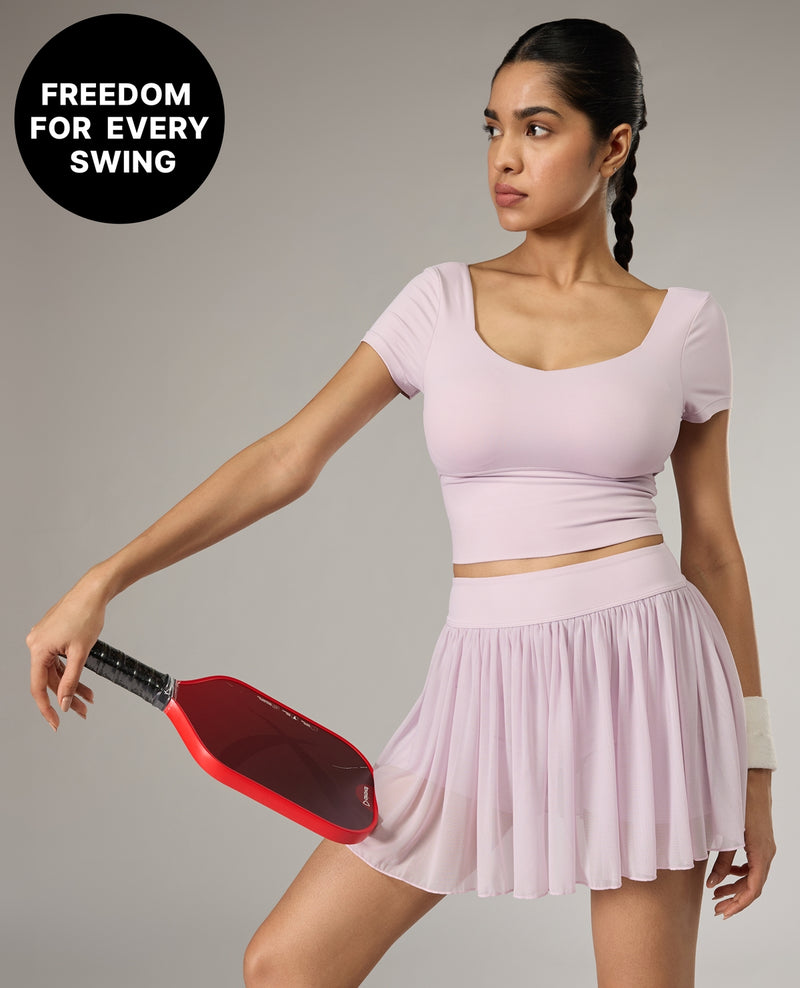 Kica Court Edge Pleated Mesh Skort KIC407 Pink