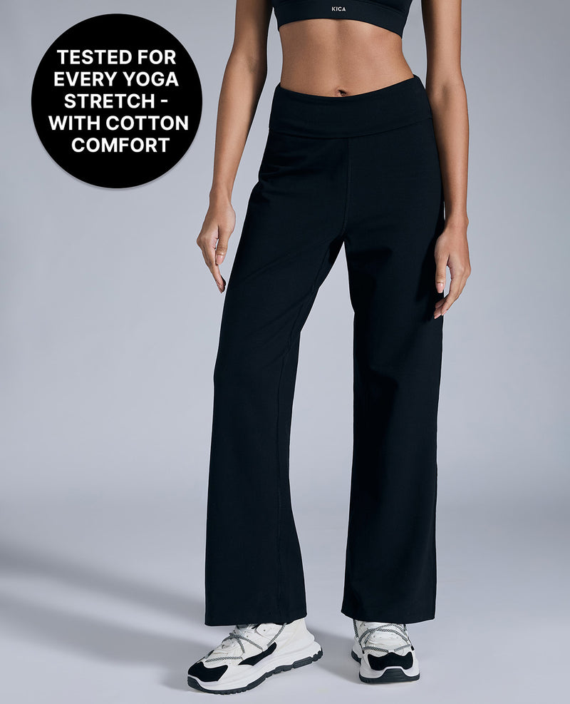 Kica Everyday Cotton Yoga Pants - Straight Fit, KIC503- Black