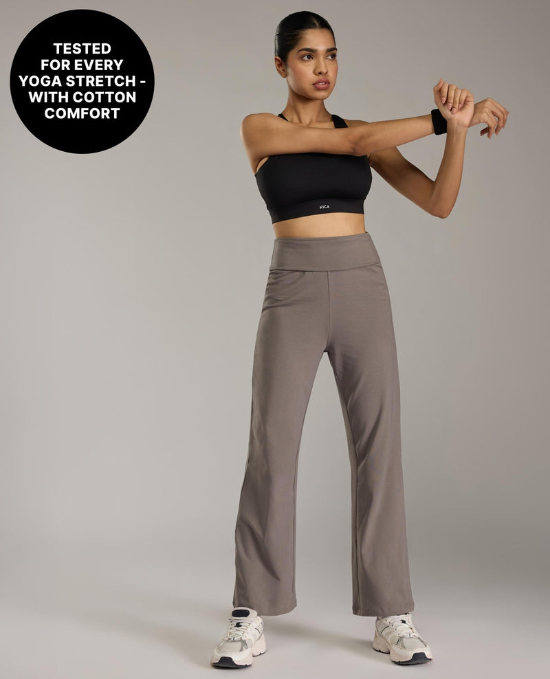Kica Everyday Cotton Yoga Pants - Straight Fit, KIC503- Grey