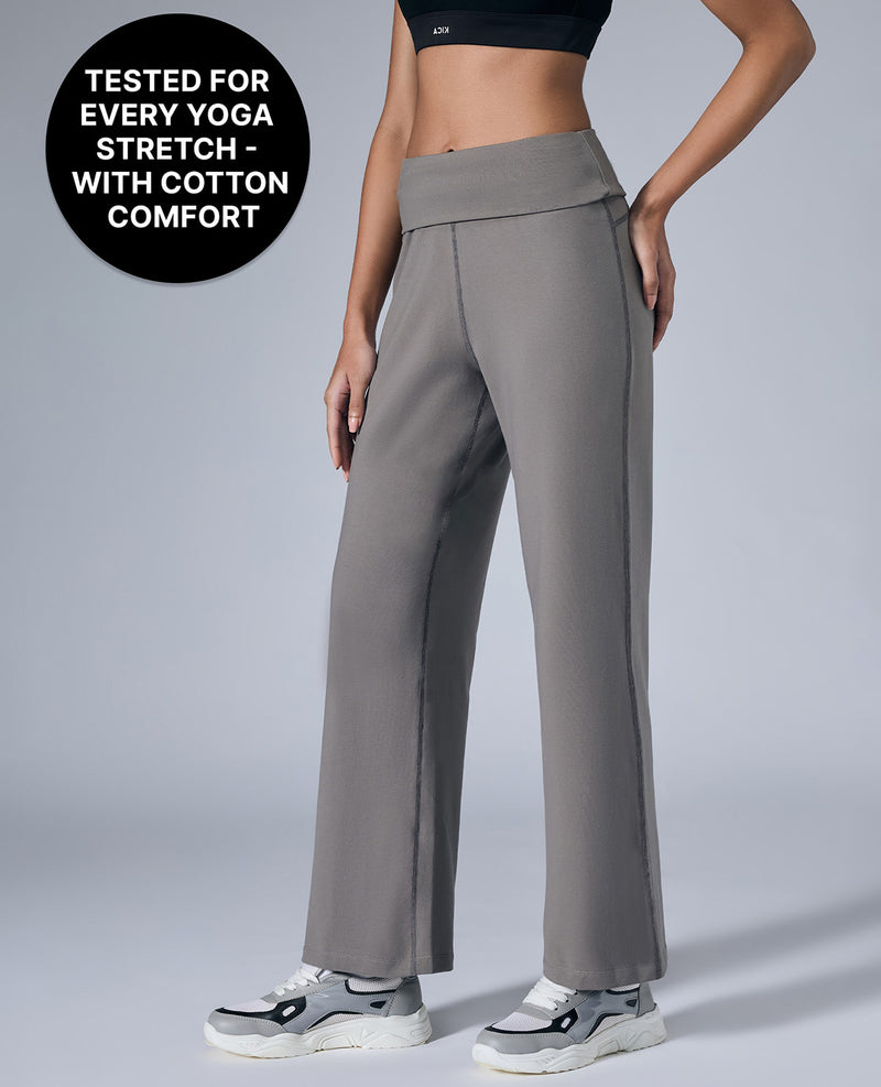 Kica Everyday Cotton Yoga Pants - Straight Fit, KIC503- Grey