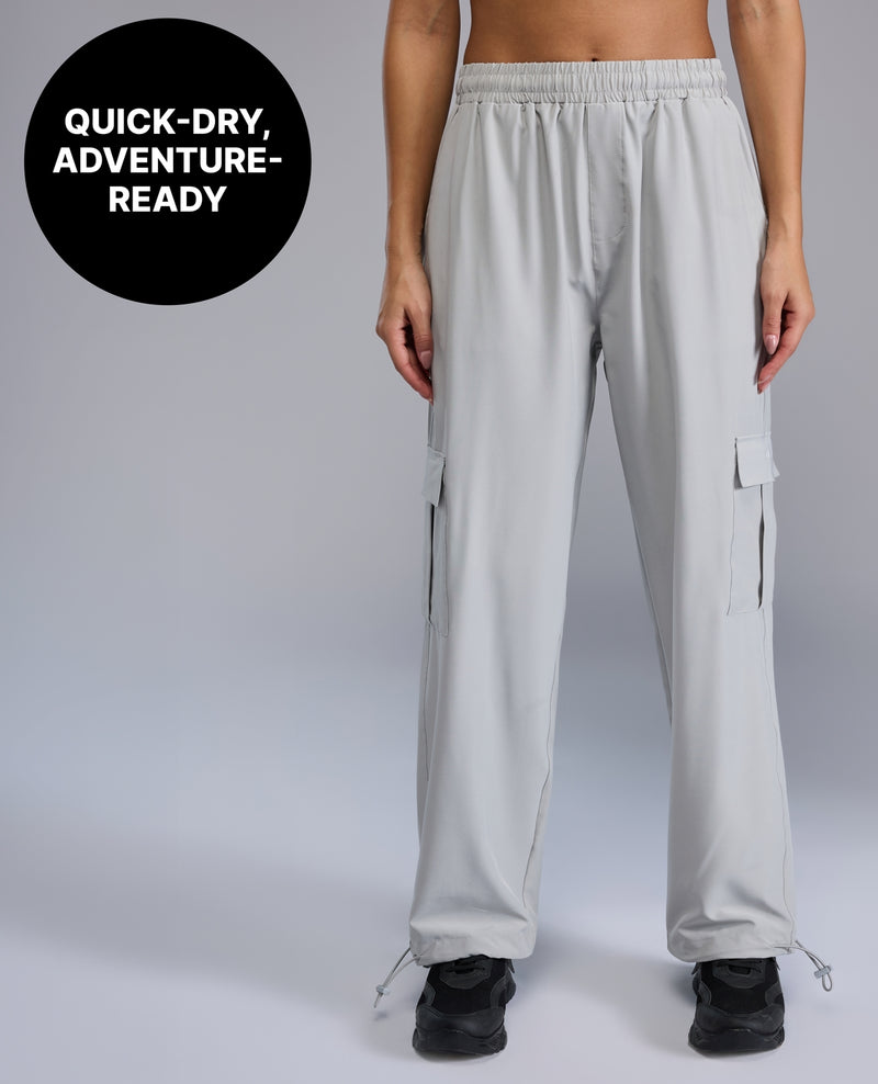High Waist Cargo Pants KIC512 Light Grey