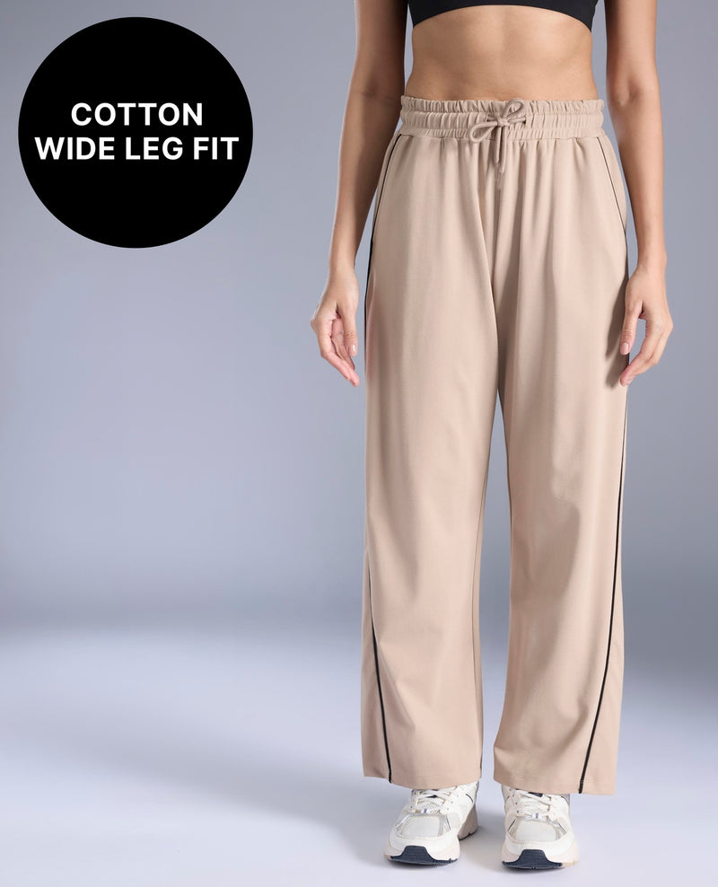 Kica Cotton Wide Leg Pants With Functional Pockets KIC516 Beige