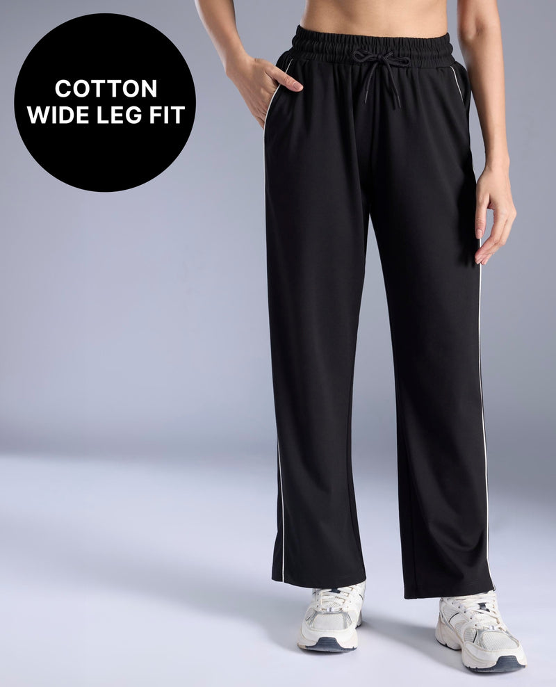 Kica Cotton Wide Leg Pants With Functional Pockets KIC516 Black