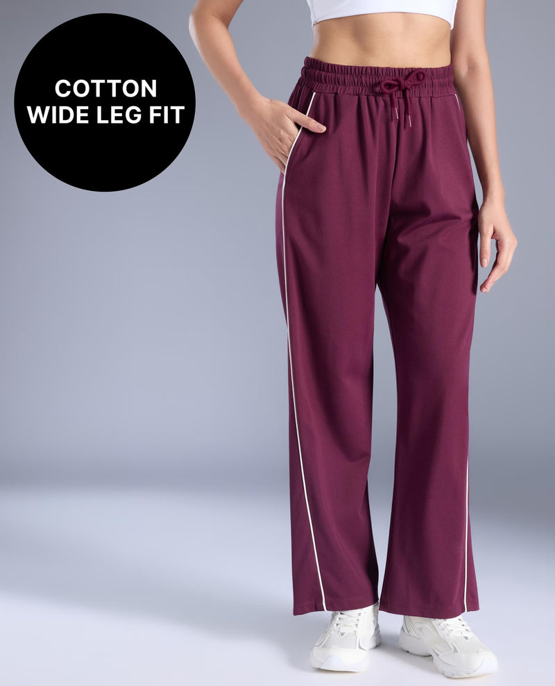 Kica Cotton Wide Leg Pants With Functional Pockets KIC516 Wine