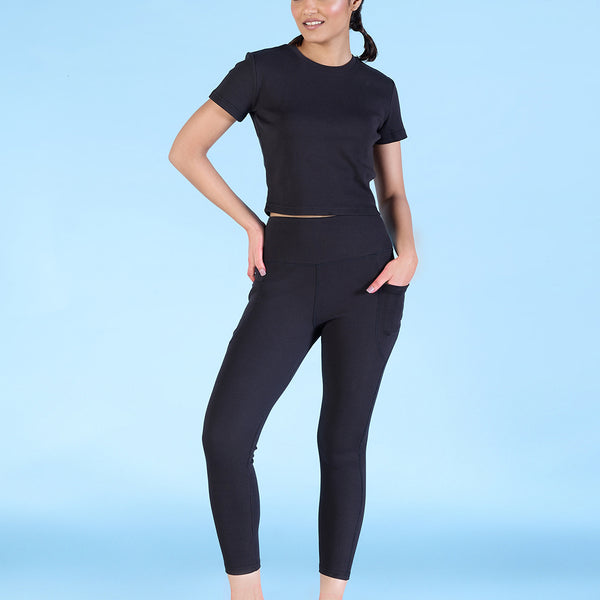 Ribbed Cotton Set Black