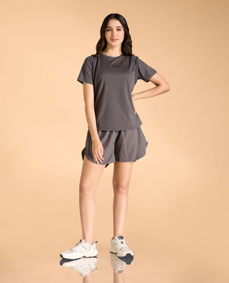 Stride Running Top and Shorts Grey